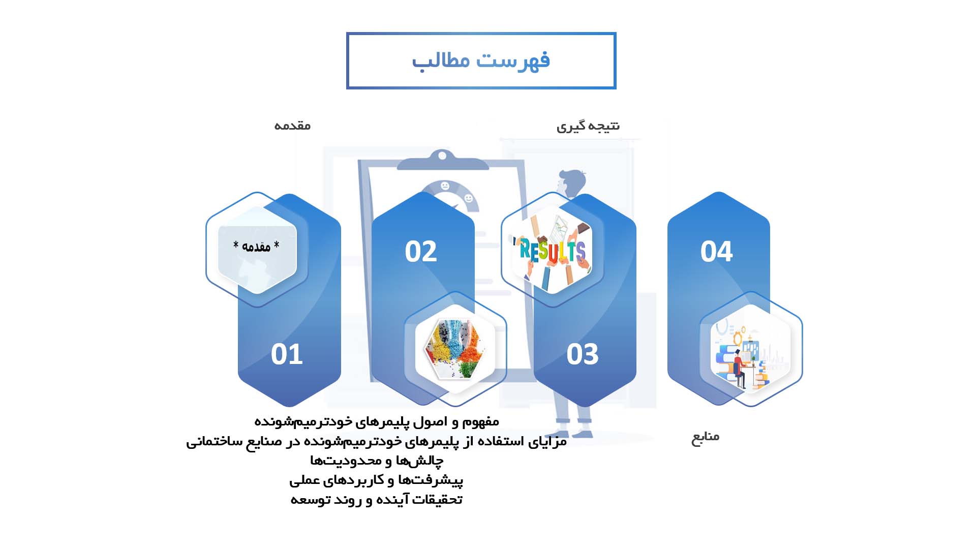 پاورپوینت در مورد توسعه پلیمرهای خودترمیم‌شونده برای استفاده در صنایع ساختمانی